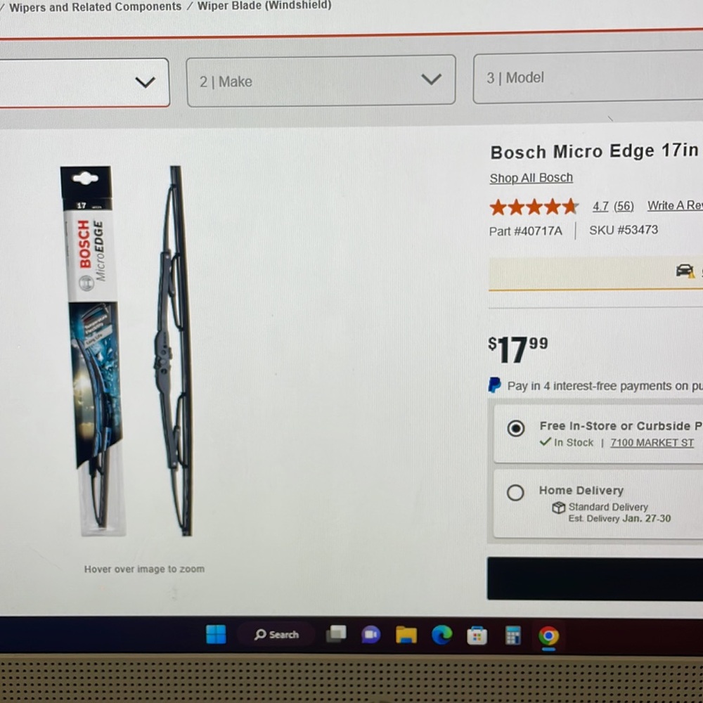 Bosch Micro Edge 17in Conventional Wiper Blade, #40717A